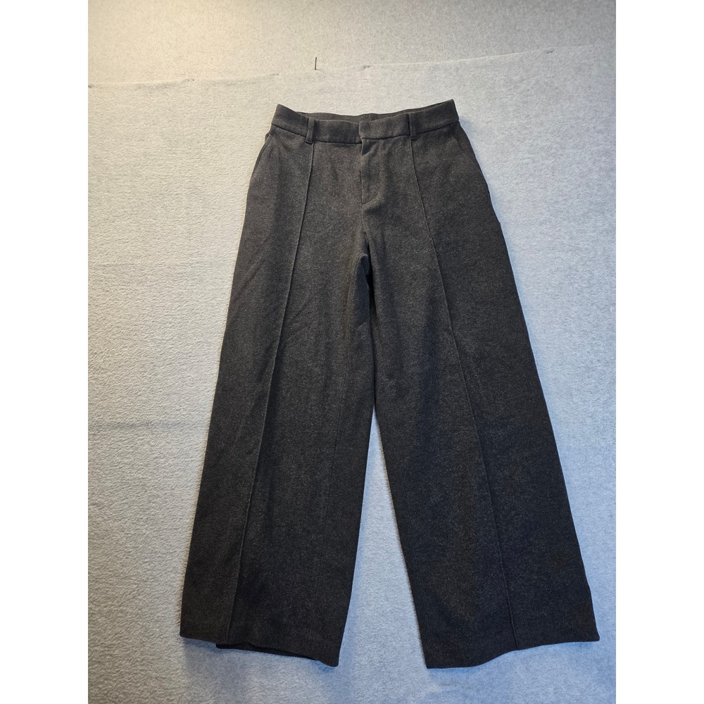 Uniqlo Wide Leg Brushed Flannel Trousers Dark Grey High Waist‎ Pants 450639 M